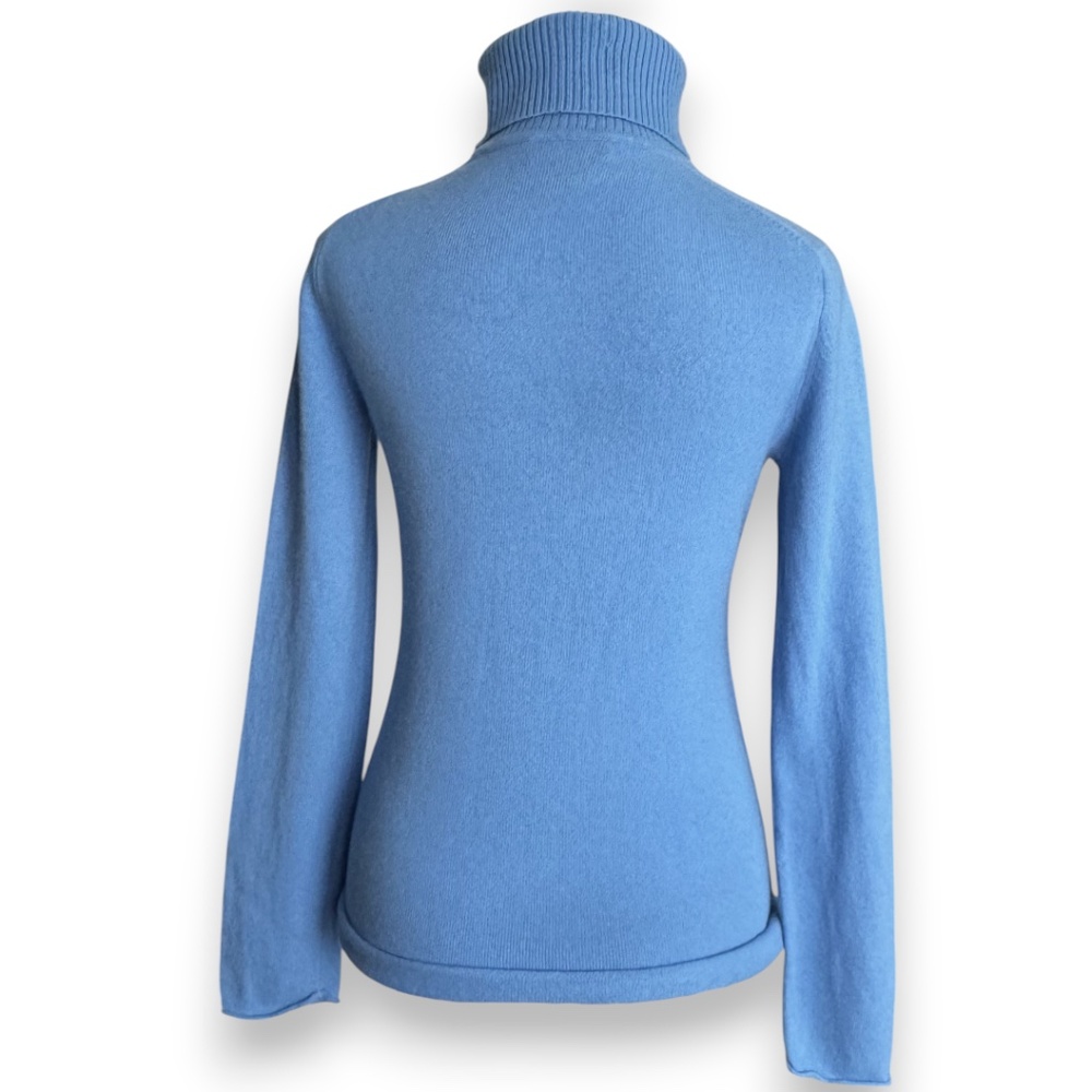 LORD & TAYLOR Cashmere Blue Ribbed Turtleneck Sweater Size S - Picture 2 of 9